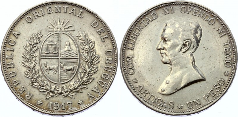 Uruguay 1 Peso 1917
KM# 23; Silver; XF