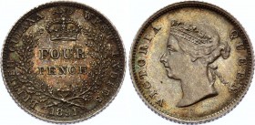 British Guiana 4 Pence 1891
KM# 26; Silver; Victoria; AUNC