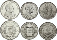 Slovakia Lot of 3 Coins
Silver; Various Dates, Denominations & Motives; AUNC-UNC