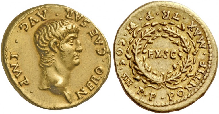 Nero augustus, 54 – 68. Aureus 59-60, AV 7.68 g. NEROvCAESAR·AVG·IMP Bare head r...