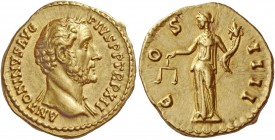 Antoninus Pius, 138 – 161. Aureus 148-149, AV 7.25 g. ANTONINVS AVG – PIVS P P TR.P XII Bareheaded bust r., with drapery on l. shoulder. Rev. C – OS –...