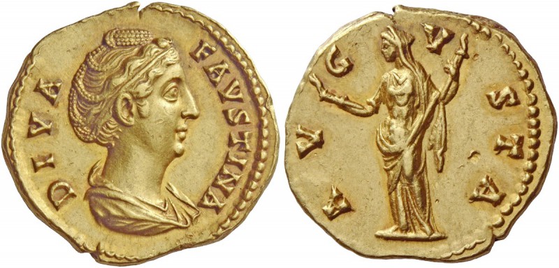 Diva Faustina I, wife of Antoninus Pius. Aureus after 141, AV 7.43 g. DIVA – FAV...
