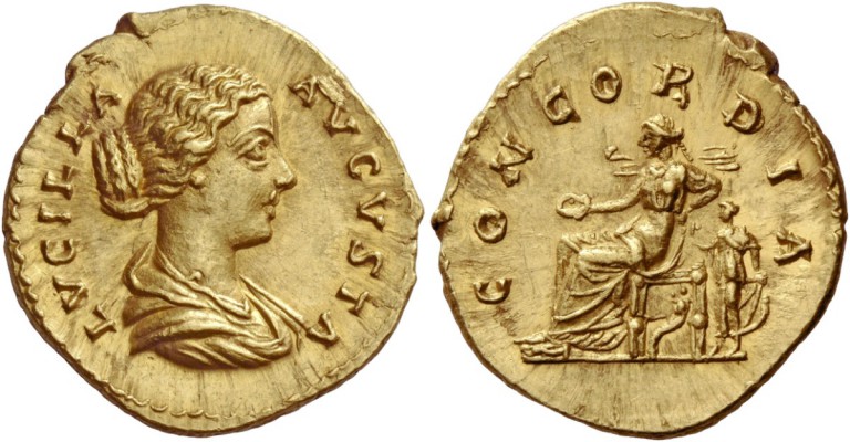 Lucilla, wife of Lucius Verus. Aureus circa 166-169, AV 7.28 g. LVCILLA – AVGVST...