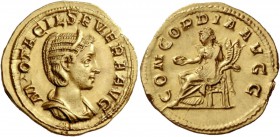 Otacilia Severa, wife of Philip I. Aureus 246-248, AV 4.48 g. M OTACIL SEVERA AVG Diademed and draped bust r. Rev. CONCORDIA AVGG Concordia seated l.,...