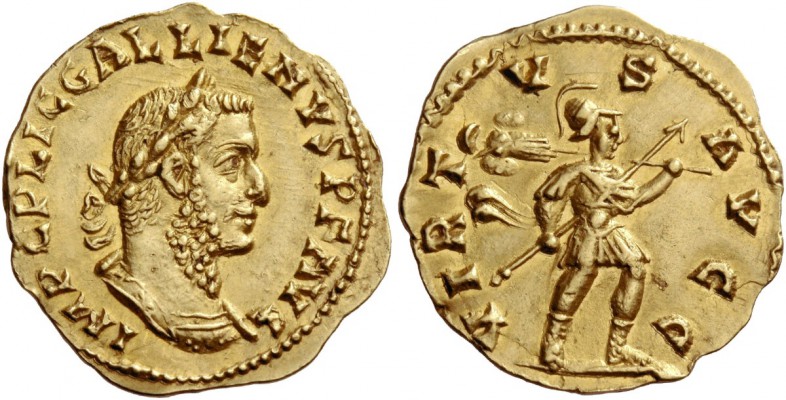 Gallienus, joint reign with Valerian I, 253 – 260. Aureus 255-256, AV 2.05 g. IM...
