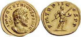 Tetricus I, 271 – 274. Aureus, Cologne or Treveri 272, AV 4.79 g. IMP C TETRICVS P F AVG Laureate and cuirassed bust r., with drapery on far shoulder....