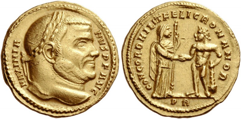 Maximianus Herculius, 286 – 308. Aureus 307, AV 4.98 g. MAXIMIA – NVS P F AVG La...
