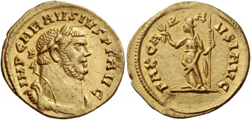 Carausius, 286 -293. Aureus, Londinium October 286-March 287, AV 4.20 g. IMP CAR...