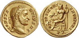 Constantius I Chlorus caesar, 293 – 305. Aureus, Treviri 293-294, AV 4.90 g. CONSTA – NTIVS N C Laureate head r. IOVI CONS – ERVATORI Jupiter seated l...