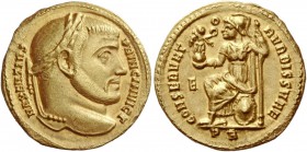 Maxentius princeps, 306 – 307. Aureus late 306 – early spring 307, AV 5.28 g. MAXENTIVS – PRINC INVICT Laureate head r. Rev. CONSERVAT – O – R VRBIS S...