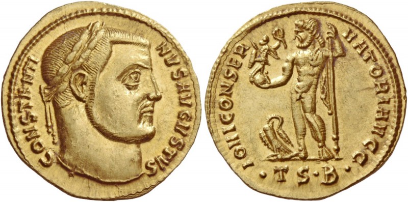 Constantine I, 307 – 337. Aureus, Thessalonica circa 312-313, AV 5.53 g. CONSTAN...