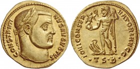 Constantine I, 307 – 337. Aureus, Thessalonica circa 312-313, AV 5.53 g. CONSTANTI – NVS AVGVSTVS Laureate head r. Rev. IOVI CONSER – VATORI AVGG Jupi...