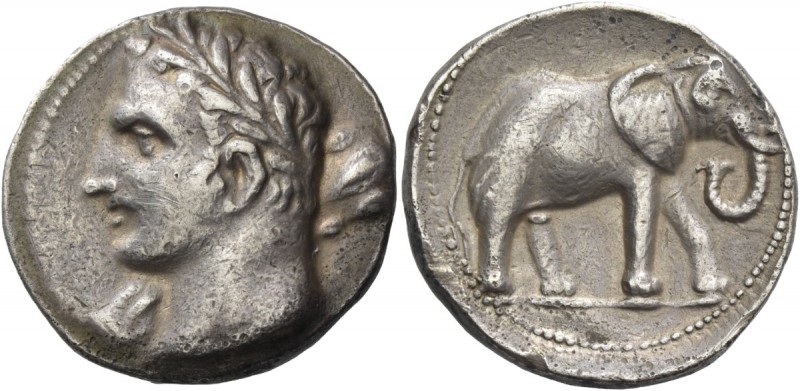 Iberia, Cartago Nova (Carthagena). Hispano-Carthaginian issues. 1 ½ shekel circa...
