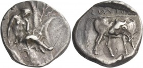Crete, Gortyna. Stater, circa 330-270, AR 11.69 g. Europa seated r. in tree, head propped on her l. hand in pensive attitude. Rev. [ΛΟ]DTVNS retrograd...