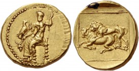 Alexandrine Empire. Mazaios, satrap of Babylon, circa 331-328. Double daric, Babylon 331-328, AV 17.20 g. Baaltars seated half-l., head and torso faci...