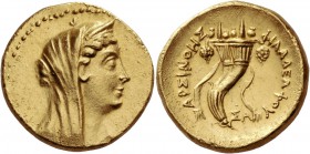 Ptolemy II Philadelphos, 285 – 246. In the name of Arsinoe II. Octodrachm, Salamis circa 261-253, AV 27.75 g. Veiled and diademed head of Arsinoe II r...