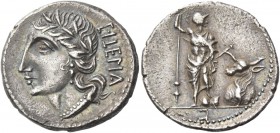 The Bellum Sociale. Denarius, Bovianum (?) circa 89 (?), AR 3.86 g. Laureate head of Italia l.; behind, viteliú retrograde in Oscan characters. Rev. S...
