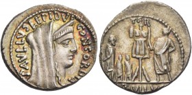 L. Aemilius Lepidus Paullus. Denarius 62, AR 4.02 g. PAVLLVS LEPIDVS – CONCORDIA Diademed and draped bust of Concordia r. Rev. Trophy; to r., togate f...