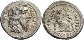 C. Memmius C. f. Denarius 56, AR 3.90 g. C·MEMMI·C·F· – QVIRINVS Laureate head of Quirinus r. Rev. MEMMIVS· AED·CERIALIA·PREIMVS·FECIT Ceres l. seated...