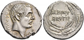 D. Iunius Brutus Albinus. Denarius 48, AR 4.03 g. A·POSTVMIVS – COS Bare head of A. Postumius r. Rev. ALBINV / BRVTI·F within wreath of corn ears. Bab...