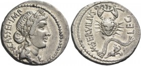 C. Cassius and M. Servilius. Denarius, mint moving with Brutus and Cassius 43-42, AR 3.76 g. C·CASSEI·IMP Laureate head of Libertas r. Rev. M·SERVILIV...