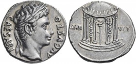 Octavian as Augustus, 27 BC – 14 AD. Denarius, Colonia Patricia (?) circa 18 BC, AR 3.80 g. CAEASARI – AVGVTSO Laureate head r. Rev. MAR – VLT Aquila ...