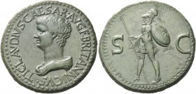 In the name of Britannicus, son of Claudius. Sestertius, Thracian mint circa 50-54, Æ 26.57 g. TI CLAVDIVS CAESAR AVG F BRITANNICVS Bareheaded and dra...