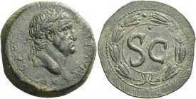 Galba, 68 – 69. Bronze, Antiochia Syriae 68-69, Æ 14.98 g. [IM SER SVL GALABA CAE] Laureate head r. Rev. S C within laurel wreath. BMC 203. RPC 4314. ...