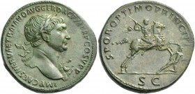Trajan, 98 – 117. Sestertius, circa 104/105-107, Æ 25.08 g. IMP CAES NERVAE TRAIANO AVG GER DAC P M TR P COS V P P Laureate bust r., with drapery on l...