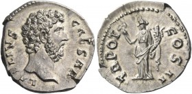 Aelius Caesar, 136 – 138. Denarius 137, AR 2.94 g. L AELIVS – CAESAR Bare head r. Rev. TR POT – COS II Felicitas standing l., holding caduceus and cor...