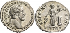 Antoninus Pius, 138 – 161. Denarius 151-152, AR 3.41 g. IMP CAES T AEL HADR ANTONINVS PIVS P P Laureate head r. Rev. TR POT XV – C- OS IIII Pietas sta...