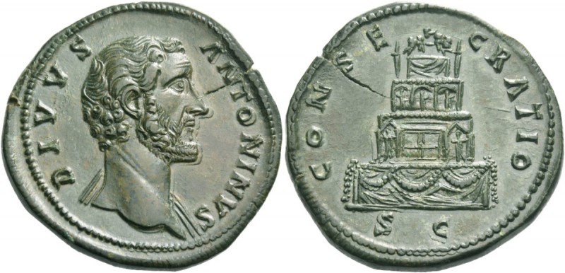Antoninus Pius, 138 – 161. Divus Antoninus. Sestertius 161 or later?, Æ 23.40 g....