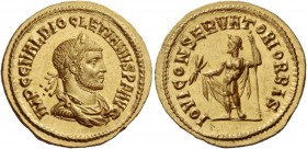 Diocletian, 284 – 305. Aureus, Cyzicus 286, AV 5.30g. IMP C C VAL DIOCLETIANVS P F AVG Laureate, draped and cuirassed bust r. Rev. IOVI CONSERVATORI O...