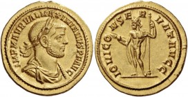 Maximian Herculius first reign, 286 – 305. Aureus 286, AV 5.50 g. IMP M AVR VAL MAXIMIANVS P F AVG Laureate, draped and cuirassed bust r. Rev. IOVI CO...