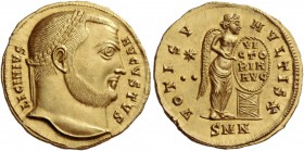 Licinius I, 308 – 324. Aureus, Nicomedia later part of 313, AV 5.29 g. LICINIVS – AVGVSTVS Laureate head r. Rev. VOTIS V – MVLTIS X Victory standing r...