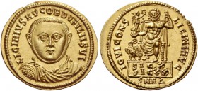 Licinius I, 308 – 324. Aureus, Nicomedia 320, AV 5.30 g. LICINIVS AVG OB D V FILII SVI Draped and cuirassed bust facing. Rev. IOVI CONS – LICINI AVG J...