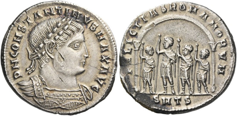 Constantine I, 307 – 337. Light miliarense, Thessalonica 326-327, AR 4.45 g. D N...