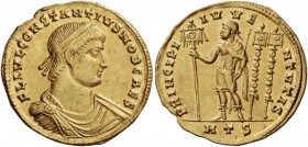 Constantius II caesar, 324 – 337. Solidus, Thessalonica 330-331, AV 4.43 g. FL IVL CONSTANTIVS NOB CAES Diademed, draped and cuirassed bust r. Rev. PR...