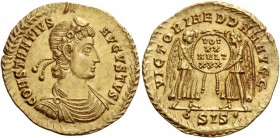 Constantius II augustus, 337 – 361. Solidus, Siscia 340-350, AV 4.37 g. CONSTANTIVS – AVGVSTVS Laurel and rosette-diademed, draped and cuirassed bust ...