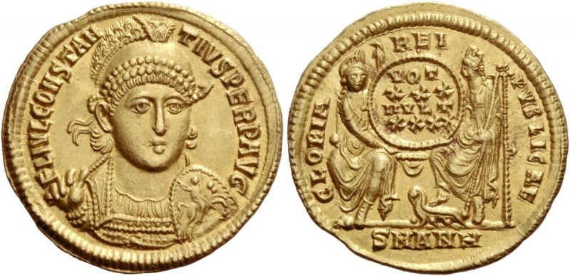 Constantius II augustus, 337 – 361. Solidus, Antiochia 355-361, AV 4.49 g. FL IV...