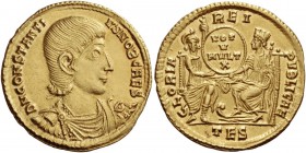 Constantius Gallus caesar, 351 – 354. Solidus, Thessalonica 351-354, AV 4.41 g. D N CONSTANTI – VS NOB CAES Bareheaded, draped and cuirassed bust r. R...