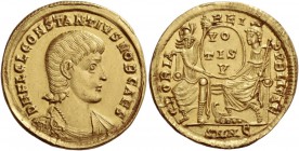 Constantius Gallus caesar, 351 – 354. Solidus, Nicomedia 351-354, AV 4.35 g. D N FL CL CONSTANTIVS NOB CAES Bareheaded, draped and cuirassed bust r. R...
