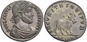 Julian II augustus, 360 – 363. Æ 1, Sirmium 361-363, Billon 8.99 g. DN FL C L IVLI – ANVS P F AVG Pearl-diademed, draped and cuirassed bust r. Rev. SE...