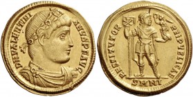Valentinian I, 364 – 375. Solidus, Nicomedia 364-367, AV 4.44 g. D N VALENTINI – ANVS P F AVG Rosette-diademed, draped and cuirassed bust r. Rev. REST...