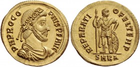 Procopius, 365 – 366. Solidus, Cyzicus 365-366, AV 4.46 g. D N PROCO – PIVS P F AVG Rosette-diademed, draped and cuirassed bust r. Rev. REPARATI – O F...