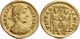 Gratian, 367 – 383. Solidus, North Italian mint 380-382, AV 4.40 g. D N GRATIA – NVS P F AVG Pearl-diademed, draped and cuirassed bust r. Rev. VICTOR ...