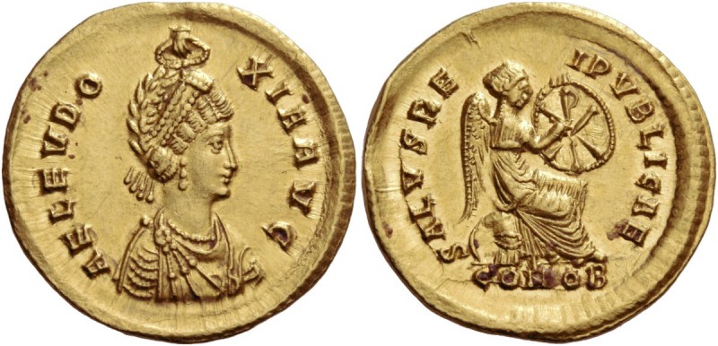 Aelia Eudoxia, wife of Arcadius. Solidus, Constantinopolis 402-circa 403, AV 4.4...