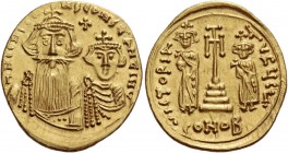 Constans II, 641 – 668 and associate rulers from 654. Solidus, Syracuse 659-circa 661, AV 4.42 g. d N CONSTANTIN – ЧS CONSTANTINЧ Facing busts of Cons...