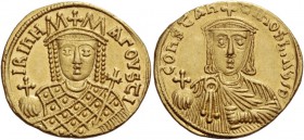 Constantine VI and Irene, 780 – 797. Solidus 792-797, AV 4.43 g. IRIhH – AΓOVStI Facing bust of Irene, wearing loros and crown with cross, four pinnac...