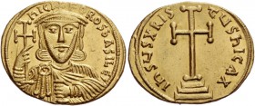 Nicephorus, 802 – 803, with Stauracius from 803. Solidus 802-803, AV 4.47 g. NICI – FOROS BASILЄI Facing bust, with short beard, wearing crown and chl...